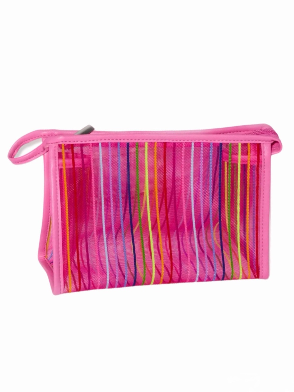 Ulta Beauty Pink Rainbow Striped Makeup Bag Cosmetic Travel Pouch NEW